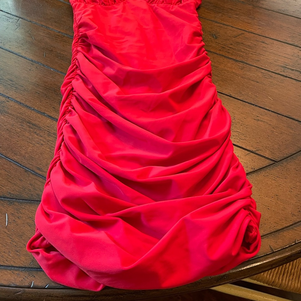 Tiger Mist Red Ruched Dress - Picture 6 of 6